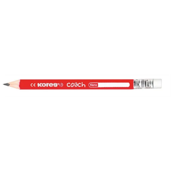 Grafitceruza radírral, HB, háromszögletű, jumbo, KORES "Coach"
