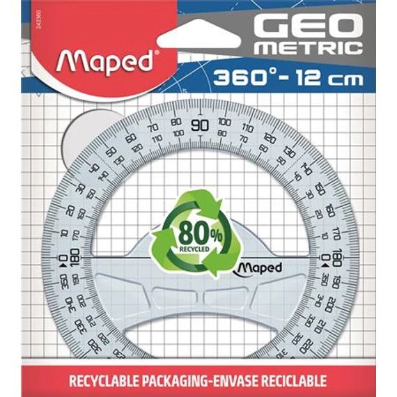Szögmérő, műanyag, 360°, MAPED "Geometric"