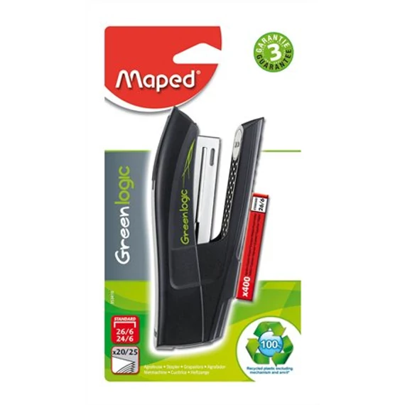 Tűzőgép, 24/6, 26/6, 25 lap, MAPED "Greenlogic Half-Strip" Tűzőgép, 24/6, 26/6, 25 lap, MAPED "Greenlogic Half-Strip"