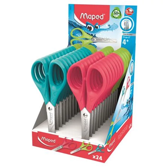 Olló display, iskolai, 13 cm, MAPED "Essentials Pulse", vegyes színek