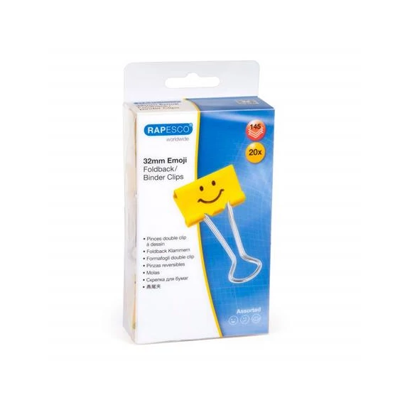 Bindercsipesz, 32 mm, "Fun", RAPESCO, sárga
