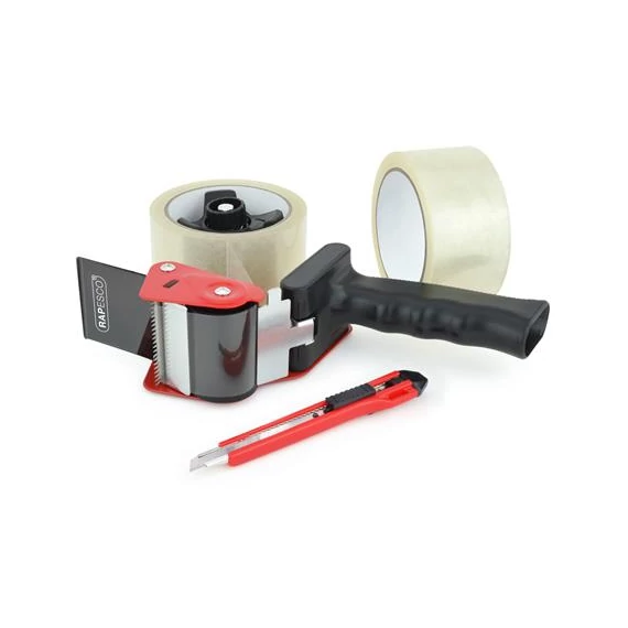 Csomagzáró gép, kézi, RAPESCO "960", 2 db csomagolószalaggal, 1 db késsel