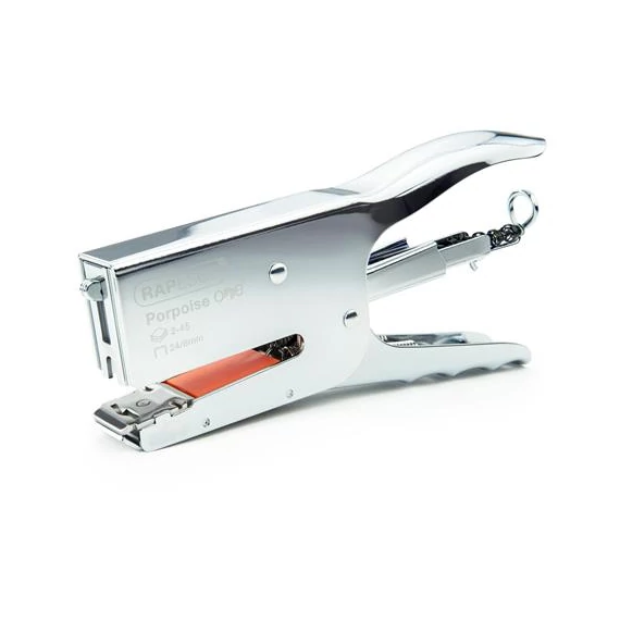 Tűzőgép, kézi, 24/8, 45 lap, fém, RAPESCO "Porpoise ONE", króm