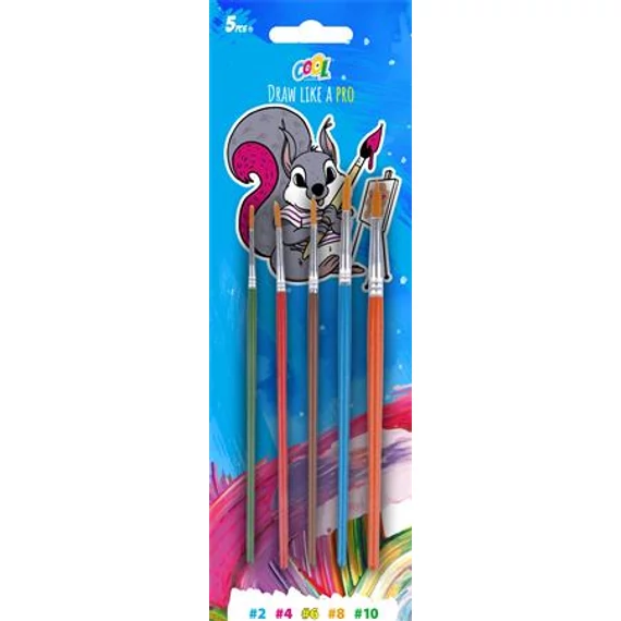 Ecsetkészlet, no. 2-4-6-8-10, fa, COOL by VICTORIA, festett nyelű Ecsetkészlet, no. 2-4-6-8-10, fa, COOL by VICTORIA, festett nyelű