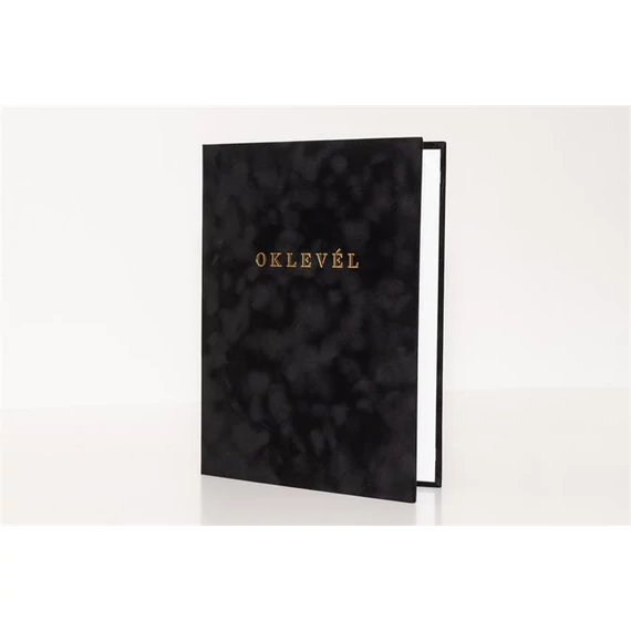 Oklevéltartó, A4, exkluzív, plüss, aranyozva, fekete Oklevéltartó, A4, exkluzív, plüss, aranyozva, fekete