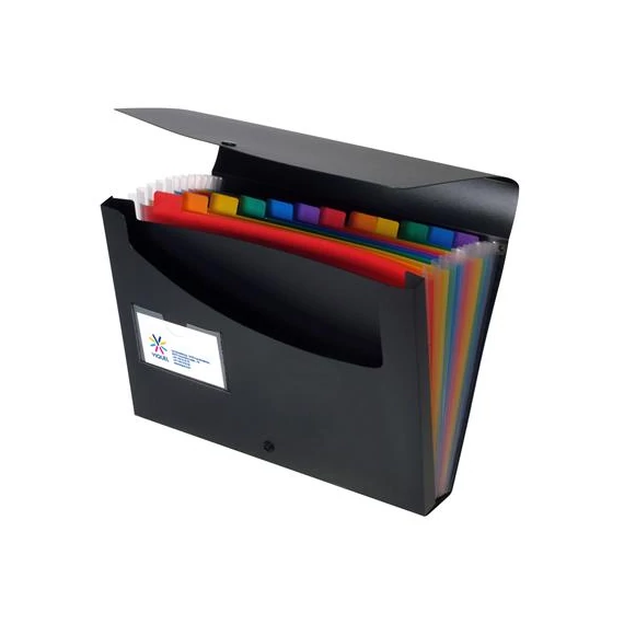 Harmonikamappa, PP, 12 rekeszes, VIQUEL "Rainbow Class", fekete