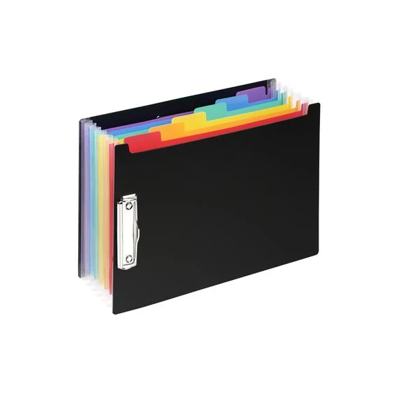 Harmonikamappa felírótáblával, 6 rekeszes, VIQUEL "Rainbow Class", fekete