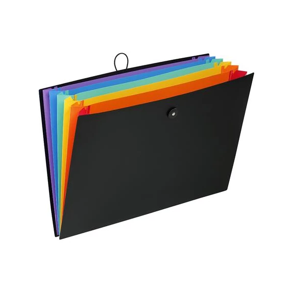 Harmonikamappa, PP, A3, 6 rekeszes, VIQUEL "Rainbow Class", fekete