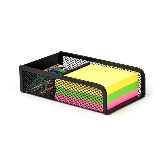 Kockatömbtartó és gemkapocstartó, fémhálós, VICTORIA OFFICE, fekete