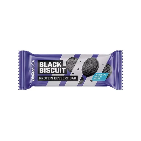 Fehérjeszelet, gluténmentes, 50g, BIOTECH USA "Protein Dessert Bar", Black Biscuit