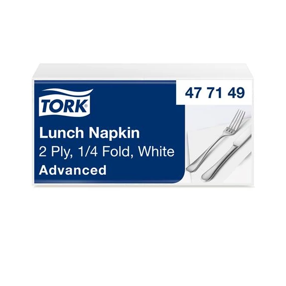 Szalvéta, 1/4 hajtogatott, 2 rétegű, 33x33 cm, Advanced, TORK "Lunch", fehér
