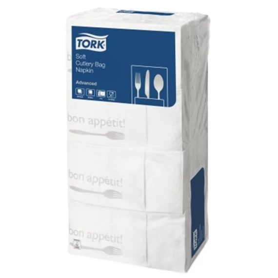 Szalvéta, 1/8 hajtogatott, 3 rétegű, 39,5x39 cm, TORK "Soft Bon Appetit Cutlery Pocket", decor