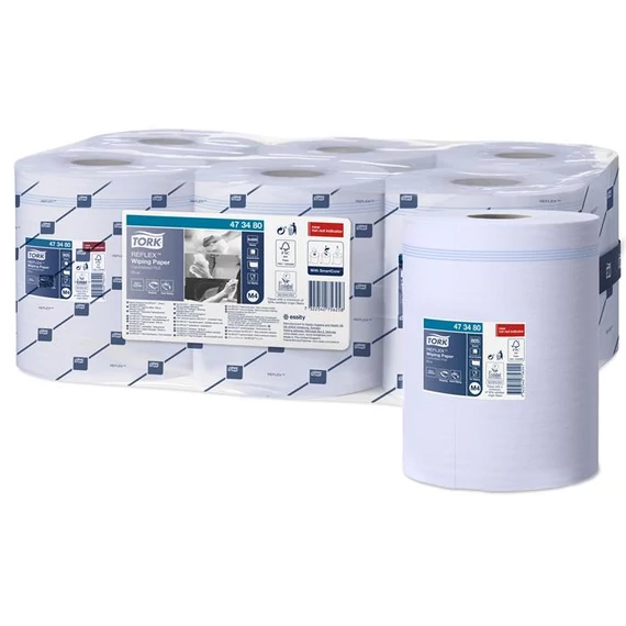 Törlőpapír, tekercses, 18,5 cm átmérő, M4 rendszer, 1 rétegű, Advanced, TORK "Reflex", kék