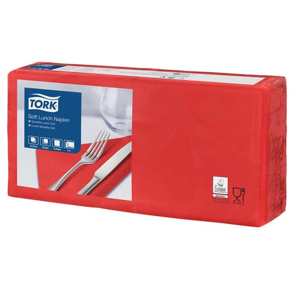 Szalvéta, 1/4 hajtogatott, 3 rétegű, 32,5x32,8 cm, Advanced, TORK "Soft Lunch", vörös Szalvéta, 1/4 hajtogatott, 3 rétegű, 32,5x32,8 cm, Advanced, TORK "Soft Lunch", vörös