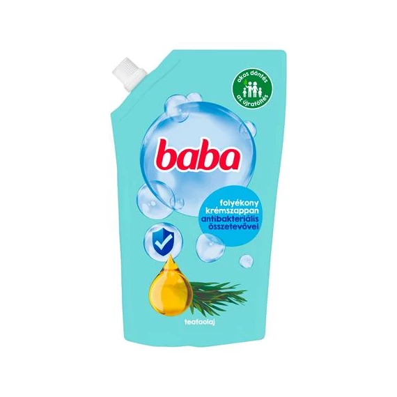 Folyékony szappan utántöltő, 0,5 l, BABA, teafaolajjal