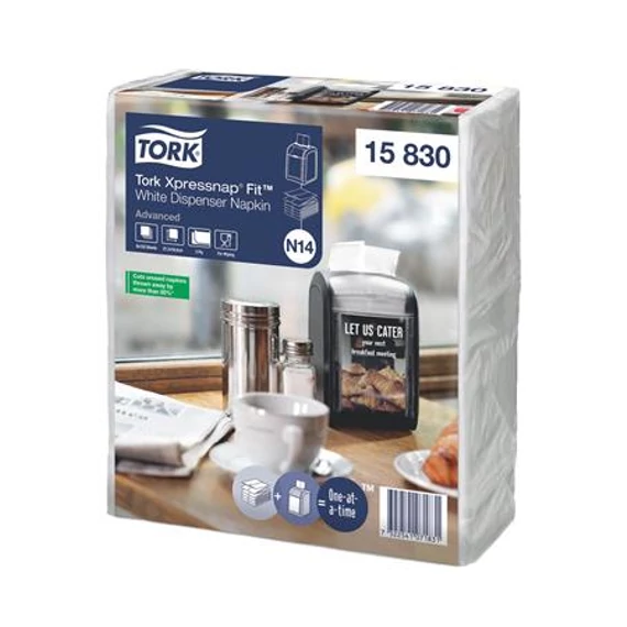 Szalvéta, adagolós, 2 rétegű, 21,3x16,5 cm, N14 rendszer, Advanced, TORK "Xpressnap Fit", fehér