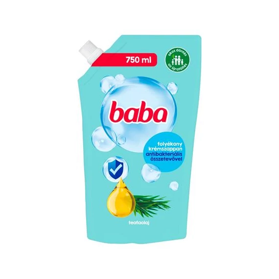 Folyékony szappan utántöltő, 750 ml, BABA, teafaolajjal
