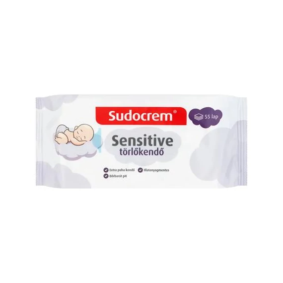 Törlőkendő, 55 lap, SUDOCREM "Sensitive"