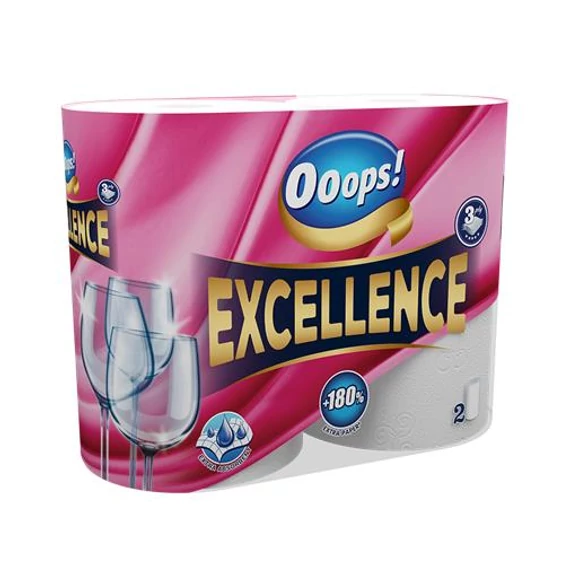 Háztartási papírtörlő, 3 rétegű, 2 tekercses, OOOPS "Excellence" Háztartási papírtörlő, 3 rétegű, 2 tekercses, OOOPS "Excellence"