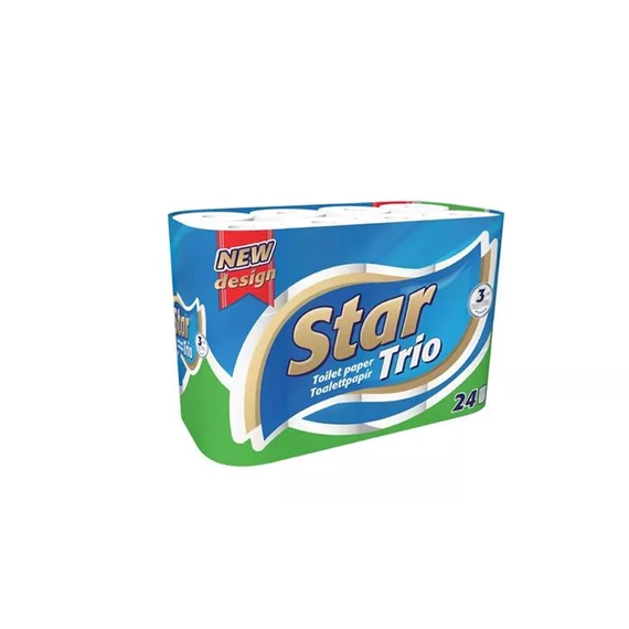 Toalettpapír, 3 rétegű, kistekercses, 24 tekercs, "Star Trio"