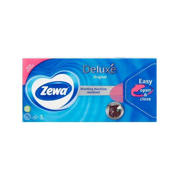 Papír zsebkendő, 3 rétegű, 90 db, ZEWA "Deluxe", illatmentes