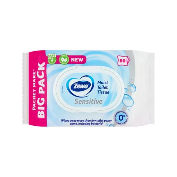 Toalettpapír, nedves, 80db, ZEWA, sensitive Toalettpapír, nedves, 80db, ZEWA, sensitive
