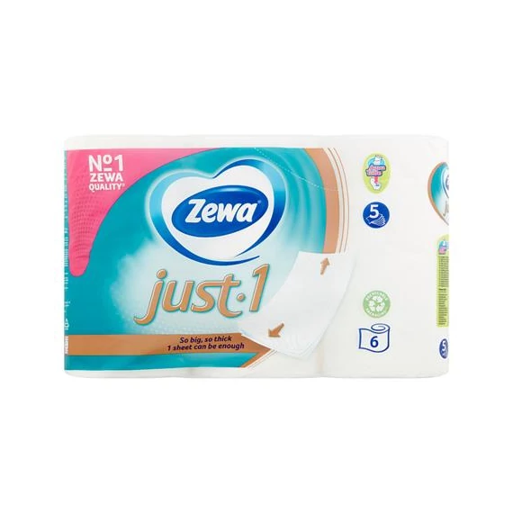 Toalettpapír, 5 rétegű, kistekercses, 6 tekercs, ZEWA "Just1"