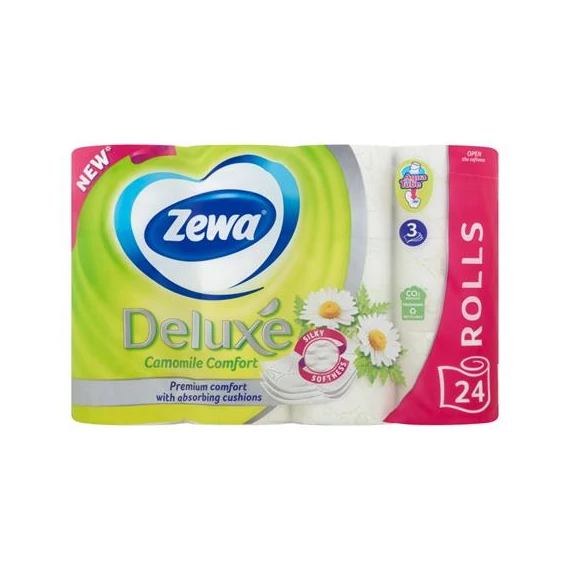 Toalettpapír, 3 rétegű, kistekercses, 24 tekercs, ZEWA "Deluxe", kamilla