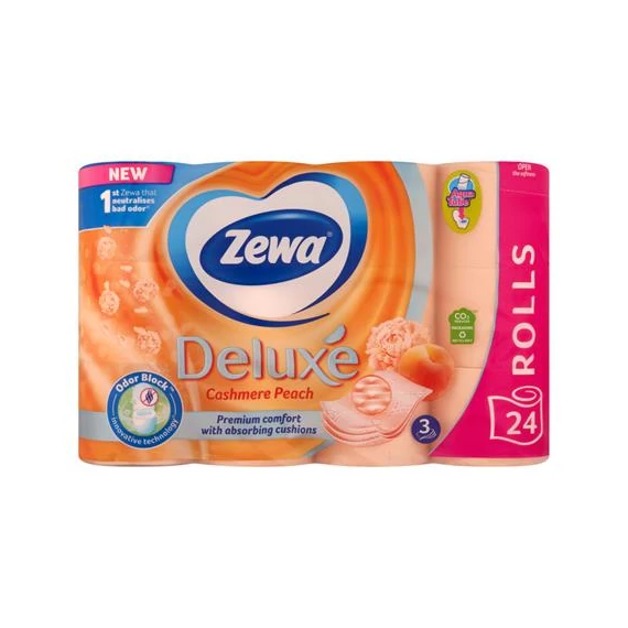 Toalettpapír, 3 rétegű, kistekercses, 24 tekercs, ZEWA "Deluxe", barack
