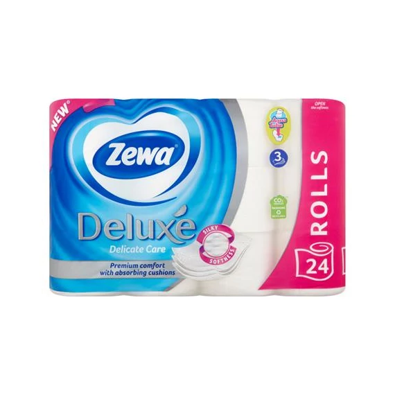 Toalettpapír, 3 rétegű, kistekercses, 24 tekercs, ZEWA "Deluxe", fehér