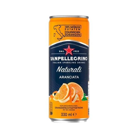 Üdítőital, szénsavas, 0,33 l, SAN PELLEGRINO, narancs