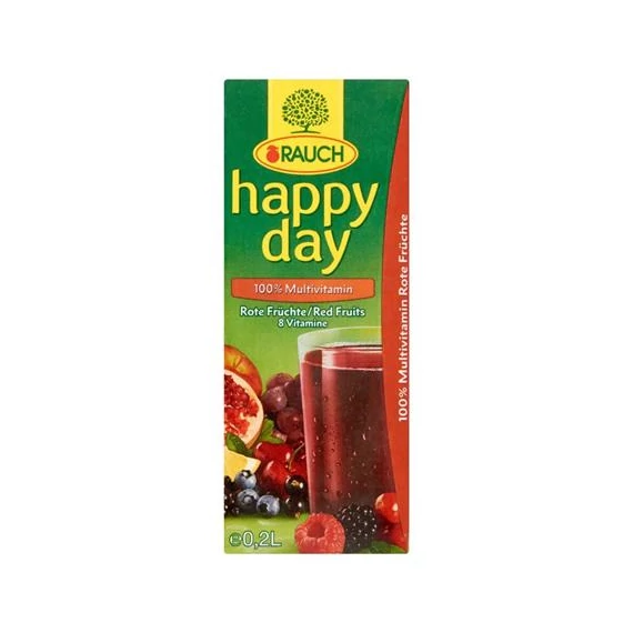 Gyümölcslé, 100%, 0,2 l, RAUCH "Happy day", piros multivitamin