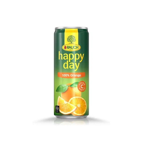 Gyümölcslé, 100%, 0,33 l, dobozos, RAUCH "Happy day", Orange