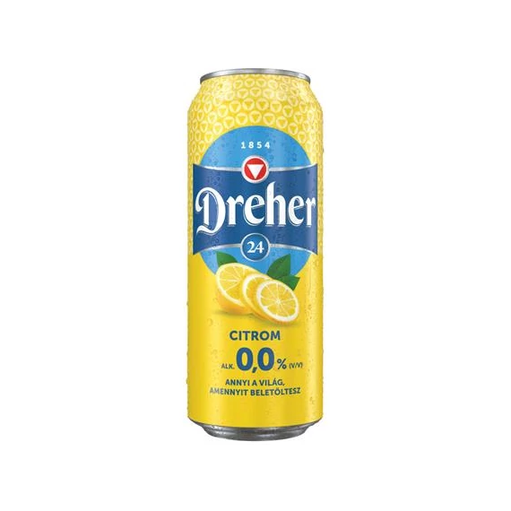 Alkoholmentes sör, 0,5 l, dobozos, DREHER "24", citrom