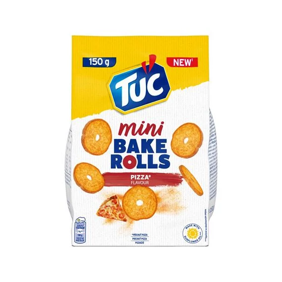 Pirított kenyérkarika, 150 g, TUC "Mini Bake Rolls", pizza