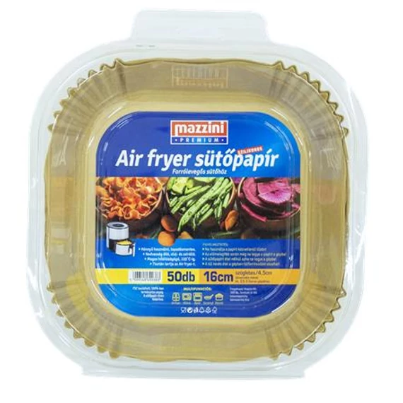 Sütőpapír, szilikonos, Air Fryer készülékhez, szögletes, 16 cm, 50 db, MAZZINI "Premium" Sütőpapír, szilikonos, Air Fryer készülékhez, szögletes, 16 cm, 50 db, MAZZINI "Premium"