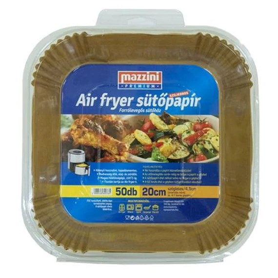 Sütőpapír, szilikonos, Air Fryer készülékhez, szögletes, 20 cm, 50 db, MAZZINI "Premium" Sütőpapír, szilikonos, Air Fryer készülékhez, szögletes, 20 cm, 50 db, MAZZINI "Premium"