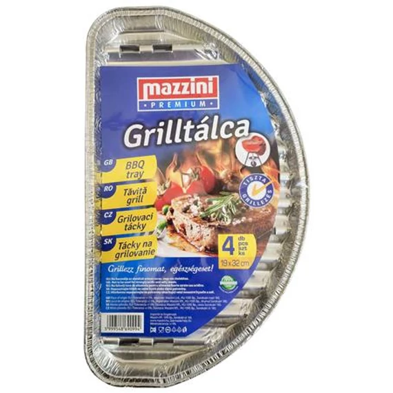 Grilltálca, 19x32 cm, félkör alakú, 4 db, MAZZINI "Premium"