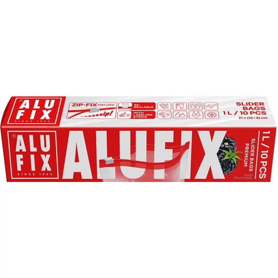 Cipzáras zacskó, 1 l, ALUFIX "Zipp Fix", 10 db/csomag