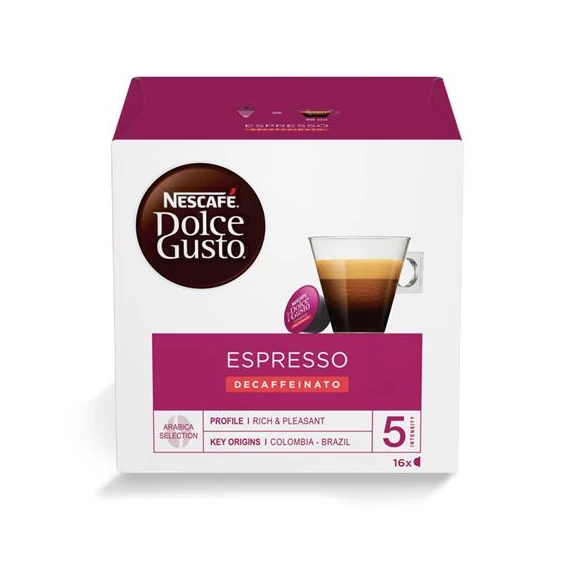 Kávékapszula, 16x6 g, NESCAFÉ DOLCE GUSTO "Espresso", koffeinmentes Kávékapszula, 16x6 g, NESCAFÉ DOLCE GUSTO "Espresso", koffeinmentes