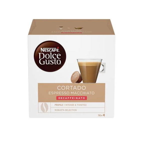Kávékapszula, 16 db,  NESCAFÉ DOLCE GUSTO "Cortado", koffeinmentes