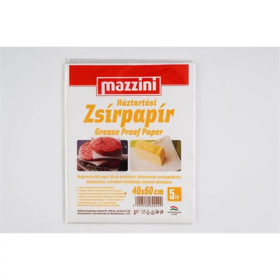 Háztartási zsírpapír, íves, 5 ív, 40x60 cm, MAZZINI Háztartási zsírpapír, íves, 5 ív, 40x60 cm, MAZZINI