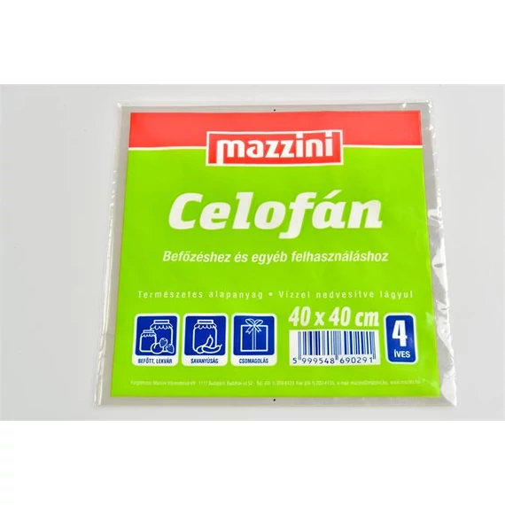 Celofán, 4 ív, 40x40 cm, MAZZINI Celofán, 4 ív, 40x40 cm, MAZZINI