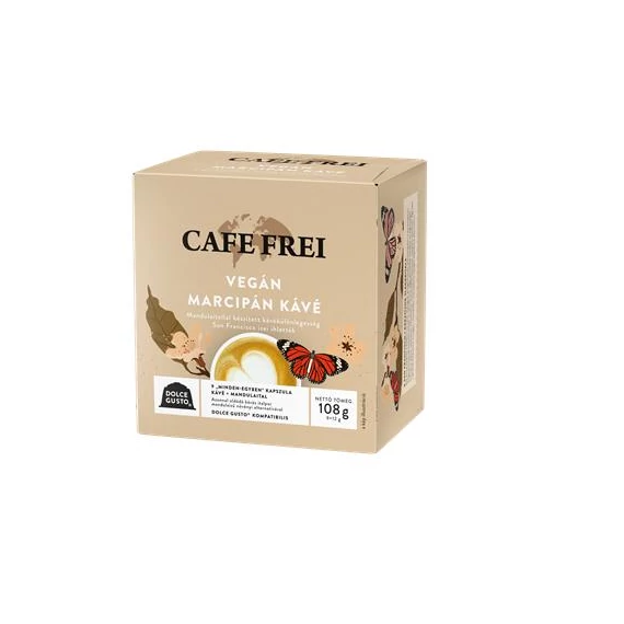 Kávékapszula, Dolce Gusto kompatibilis, 9 db, CAFE FREI "Vegán marcipán kávé"