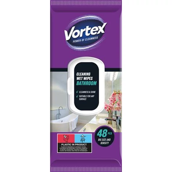 Nedves törlőkendő, fürdőszobai, 48 db, VORTEX Nedves törlőkendő, fürdőszobai, 48 db, VORTEX