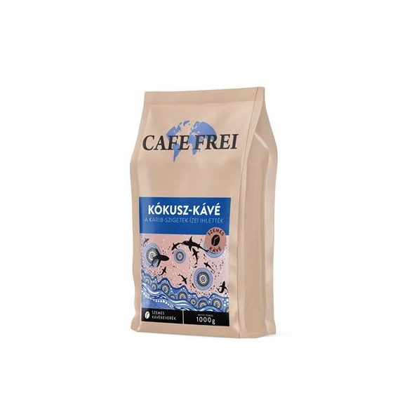 Kávé, pörkölt, szemes, 1000 g, CAFE FREI "Karib-szigetek", kókuszos