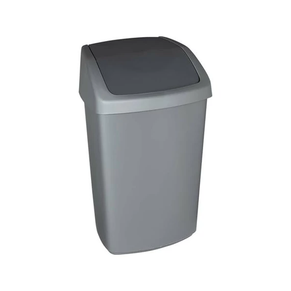 Billenős szemetes, 50 l, CURVER "Swing top", ezüst/grafit