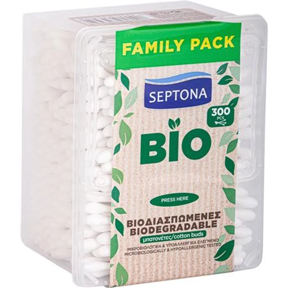 Fültisztító pálcika, biológiailag lebomló, 300 db, SEPTONA Fültisztító pálcika, biológiailag lebomló, 300 db, SEPTONA