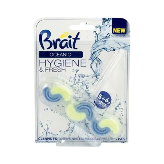 WC tisztító blokk, 2 fázisú, 3x45 g, "Brait Hygiene and fresh", óceán