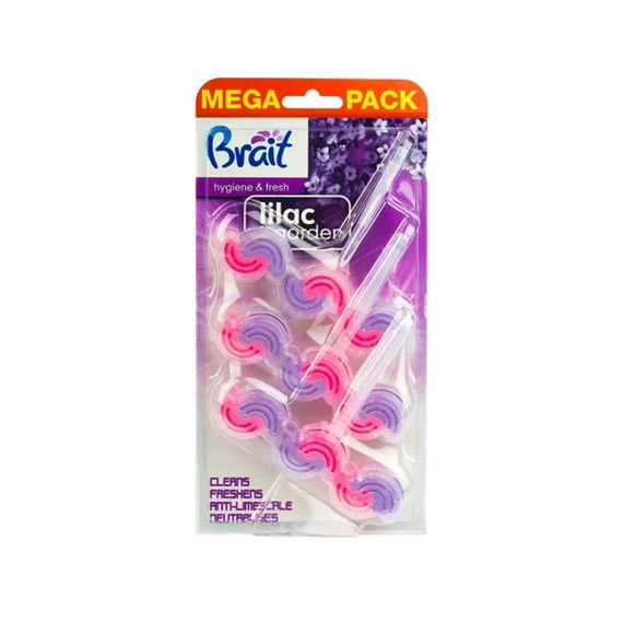 WC tisztító blokk, 2 fázisú, 3x45 g, "Brait Hygiene and fresh", orgona